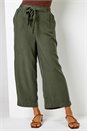 Khaki Tie Waist Detail Culottes, Image 2 of 5