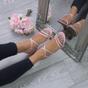 Light Pink AJVANI Light Pink Mid Wedge Heel Crossed Straps Sandals, Image 5 of 6