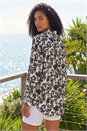 Black Floral Swirl Print Collared Shirt, Image 3 of 4