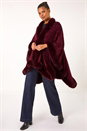 Wine Sparkly Faux Fur Trim Cape, Image 2 of 5