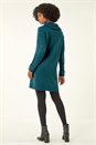 Teal Roll Neck Knitted Jumper Dress, Image 3 of 5
