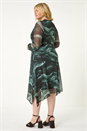 Grey Curve Abstract Print Wrap Stretch Midi Dress, Image 3 of 5