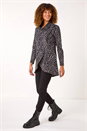 Dark Grey Animal Print Cowl Neck Tunic Top, Image 2 of 5