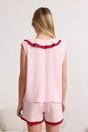 Pink Contrast Ruffle Collar Sleeveless Viscose Woven Pyjama Set, Image 2 of 3