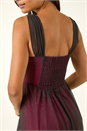Black Sleeveless Contrast Mesh Maxi Stretch Dress, Image 5 of 5
