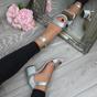 Silver AJVANI Silver Mid Block Heel Ankle Strap Sandals, Image 5 of 6