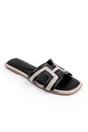 Black Where's That From Black 'Maldives' Cut Out Strap Flat Sandals, Image 3 of 3