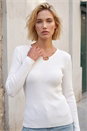 Ivory Gold Trim Knit Jumper, Image 1 of 4