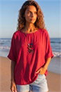 Wine Tunic Top with Necklace, Image 1 of 4