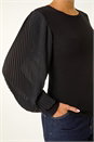 Black Chiffon Sleeve Knit Jumper, Image 5 of 5