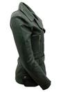 Grey Womens Long Leather Biker Jacket-Quito, Image 2 of 4