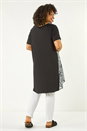 Black Curve Print Mesh Trim T-Shirt, Image 3 of 5