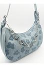 Blue Floral Print Miniture Shoulder Bag With Chain, Image 3 of 5