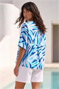 Blue Print Pleated Tunic Top, Image 3 of 5