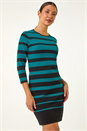 Teal Gradient Stripe Knitted Dress, Image 1 of 5