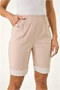 Stone Bengaline Turn Up Stripe Stretch Shorts, Image 5 of 5