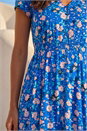 Royal Blue Floral Border Print Midi Dress, Image 4 of 4