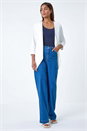 Ivory  3/4 Sleeve Lace Back Waterfall Jacket, Image 3 of 5