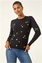 Black Heart Print Embroidered Jumper, Image 4 of 5