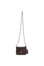 Dark Brown Vintage Mini Leather Cross Body Shoulder Bag With Chain Strap, Image 2 of 4
