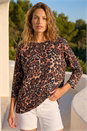 Tan Animal Print Stretch Top, Image 1 of 4