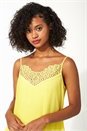 Yellow Pleated Lace Trim Cami Top, Image 4 of 5