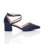 Navy Blue AJVANI Navy Blue Mid Block Heel Crossed Strap Pointed Toe 2 Part Heels, Image 2 of 6