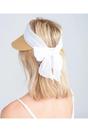White Misha - Chiffon Tie Straw Visor - White, Image 2 of 3