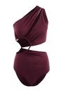 Plum One Shoulder Cut Out Detail Swimsuit, Image 1 of 2