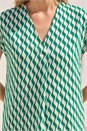 Green Wave Stripe Print V-Neck Top, Image 4 of 4