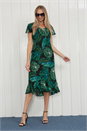 Black Julianna Tropical Leaf Print Bias Cut Dress, Image 4 of 4