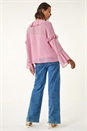 Lavender Chiffon Tie Neck Ruffle Tunic Top, Image 3 of 5
