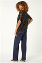 Black Rose Print Burnout Mesh Top, Image 3 of 5