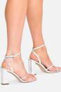 Silver Matilda Silver Pu Strappy Block High Heels, Image 3 of 4
