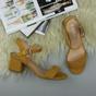 Yellow AJVANI Yellow Mid Block Heel Strappy Sandals, Image 4 of 6
