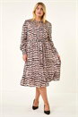 Pink Curve Animal Print Midi Dress, Image 2 of 5