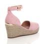 Light Pink AJVANI Light Pink Mid Wedge Heel Ankle Strap Espadrille Sandals, Image 4 of 6