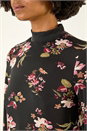Black Floral High Neck Tunic Top, Image 5 of 5
