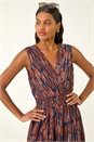 Rust Leaf Print Wrap Midi Dress, Image 4 of 5