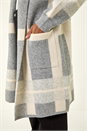 Grey Check Longline Pocket Cardigan, Image 5 of 5