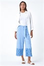 Blue Gingham Cotton Broderie Cropped Trousers, Image 2 of 5