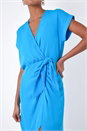 Blue Dusk Wrap Tie Detail Wrap Dress, Image 5 of 5
