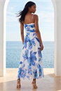 Blue Petite Floral Ruched Midi Dress , Image 2 of 4