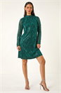 Green Dusk All Over Fringe Shift Dress, Image 3 of 7