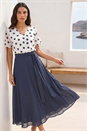 Navy Spot Contrast Midi Dress, Image 1 of 4