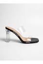 Black iKrush Black Ines Square Toe Perspex Block Mules, Image 1 of 5