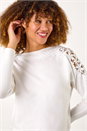 Ivory  Contrast Embellished Knit Jumper, Image 4 of 5