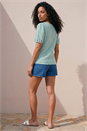 Blue Textured Jersey Stretch Top, Image 3 of 4