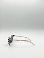 Brown Cat-Eye Sunglasses in Black White Stripe, Image 6 of 6