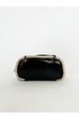 Black Patent Shoulder Bag with Borg Fur Trim, Image 6 of 6